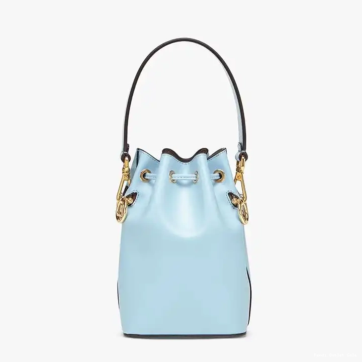 Cheap Logo Bag ROMA Bucket In Tresor Fendi Mini Mon Calf Leather Sky Blue 0408